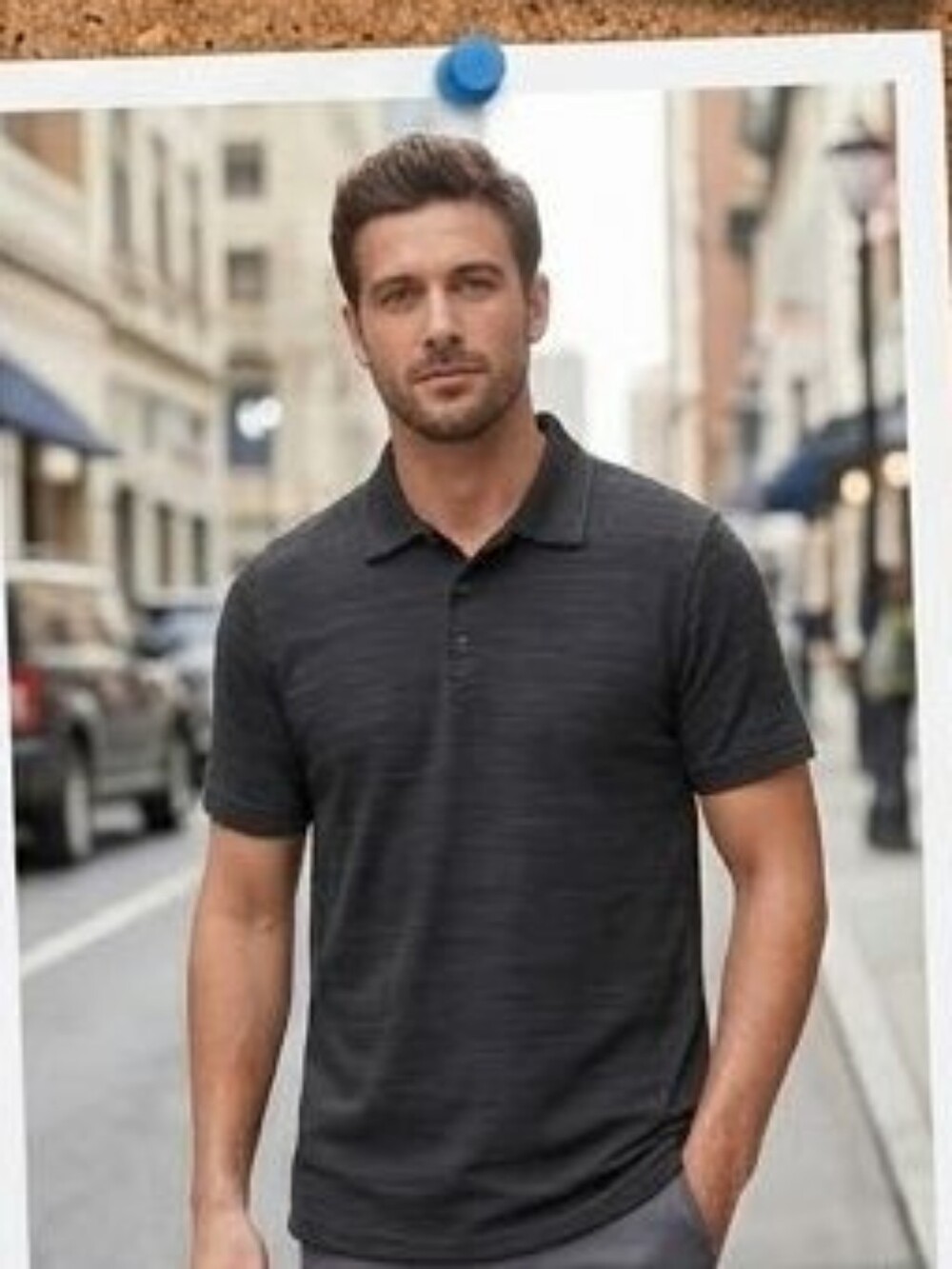 Haggar Men's Dark Heathered Gray Polo